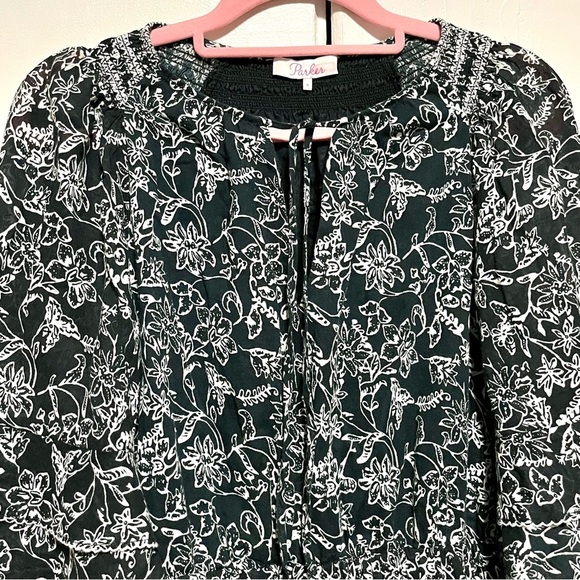 Parker Lindsay Tiered V Neck Dress in Black Aura, Small - Picture 7 of 13